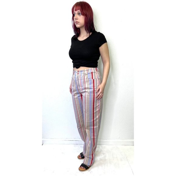 Vintage Y2K 2000s Striped High Waist Mom Jeans Size 10 Maximalist Boho Indie - Picture 3 of 6